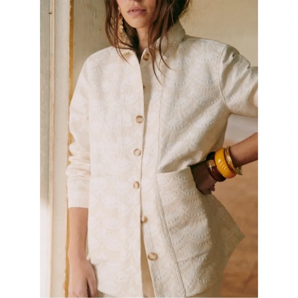 Sezane Cream Textured Jacket - Picture 6 of 16